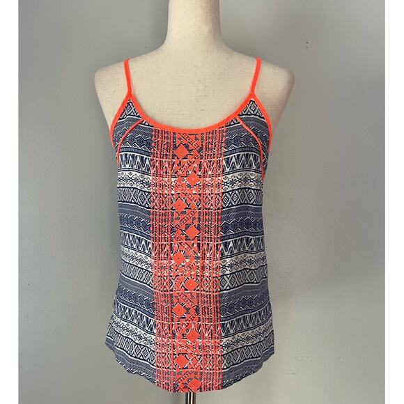 Skies Are Blue Embroidered Geometric Print Tank Top Size 8 - Picture 1 of 7